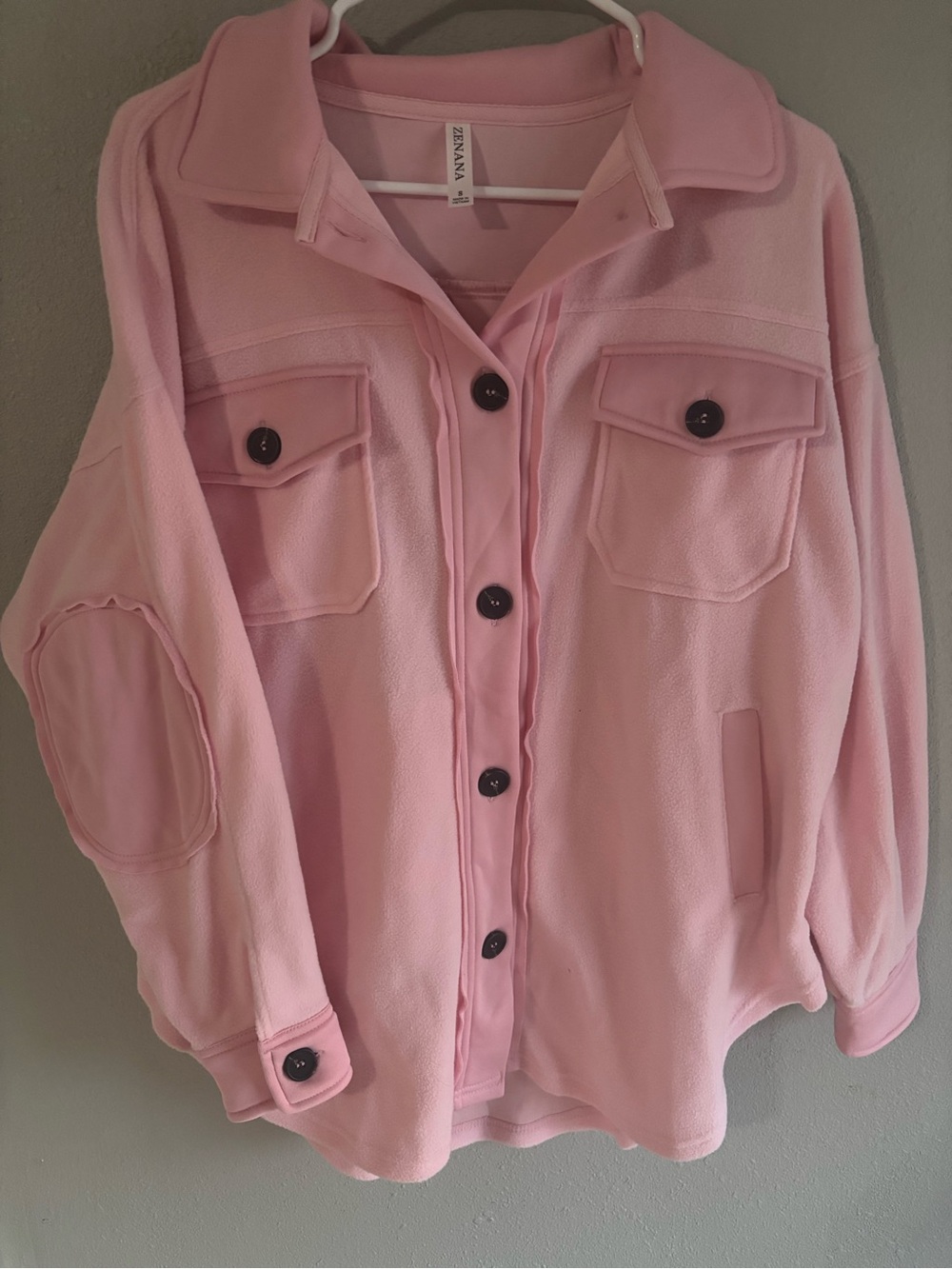 Zenana Outfitters Light Pink Utility Jacket with Button Front